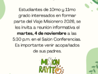 Reunión viaje misionero – Rayito de Luz 2026
