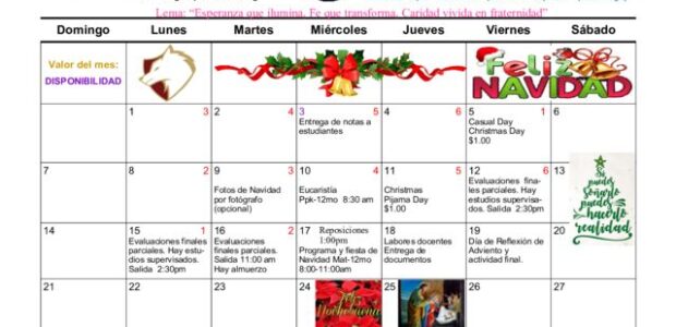 Calendario diciembre 2025