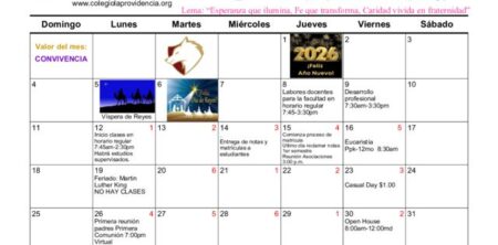 Calendario enero 2026