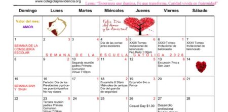 Calendario febrero 2026