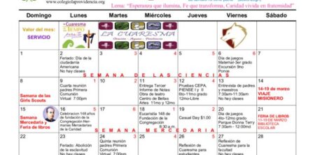 Calendario marzo 2026