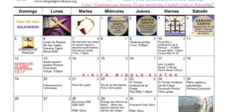 Calendario abril 2026